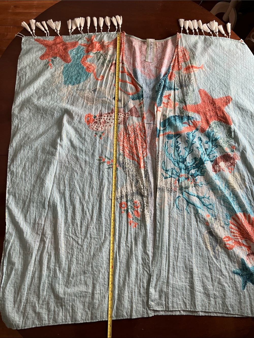 Aratta Silent Journey Coral Reef Tassel Kimono Cover Up - Picture 11 of 14
